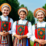 Transnistrian Culture**

"A group of fully clothed people celebrating a traditional festival in Transnistria, featuring a mix of Russian, Moldovan, and Ukrainian cultural elements, modest attire, safe for work, appropriate content, perfect anatomy, natural proportions, colorful folk costumes, a friendly and welcoming atmosphere, professional photography, high quality."

**