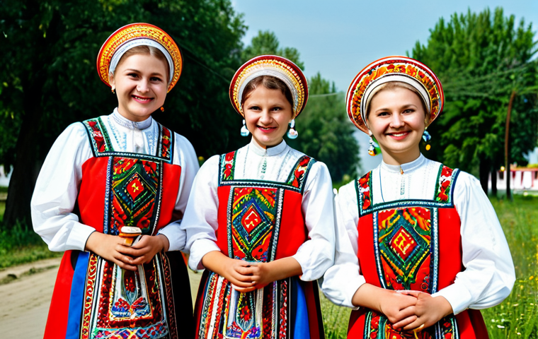 Transnistrian Culture**
"A group of fully clothed people celebrating a traditional festival in Transnistria, featuring a mix of Russian, Moldovan, and Ukrainian cultural elements, modest attire, safe for work, appropriate content, perfect anatomy, natural proportions, colorful folk costumes, a friendly and welcoming atmosphere, professional photography, high quality."
**
