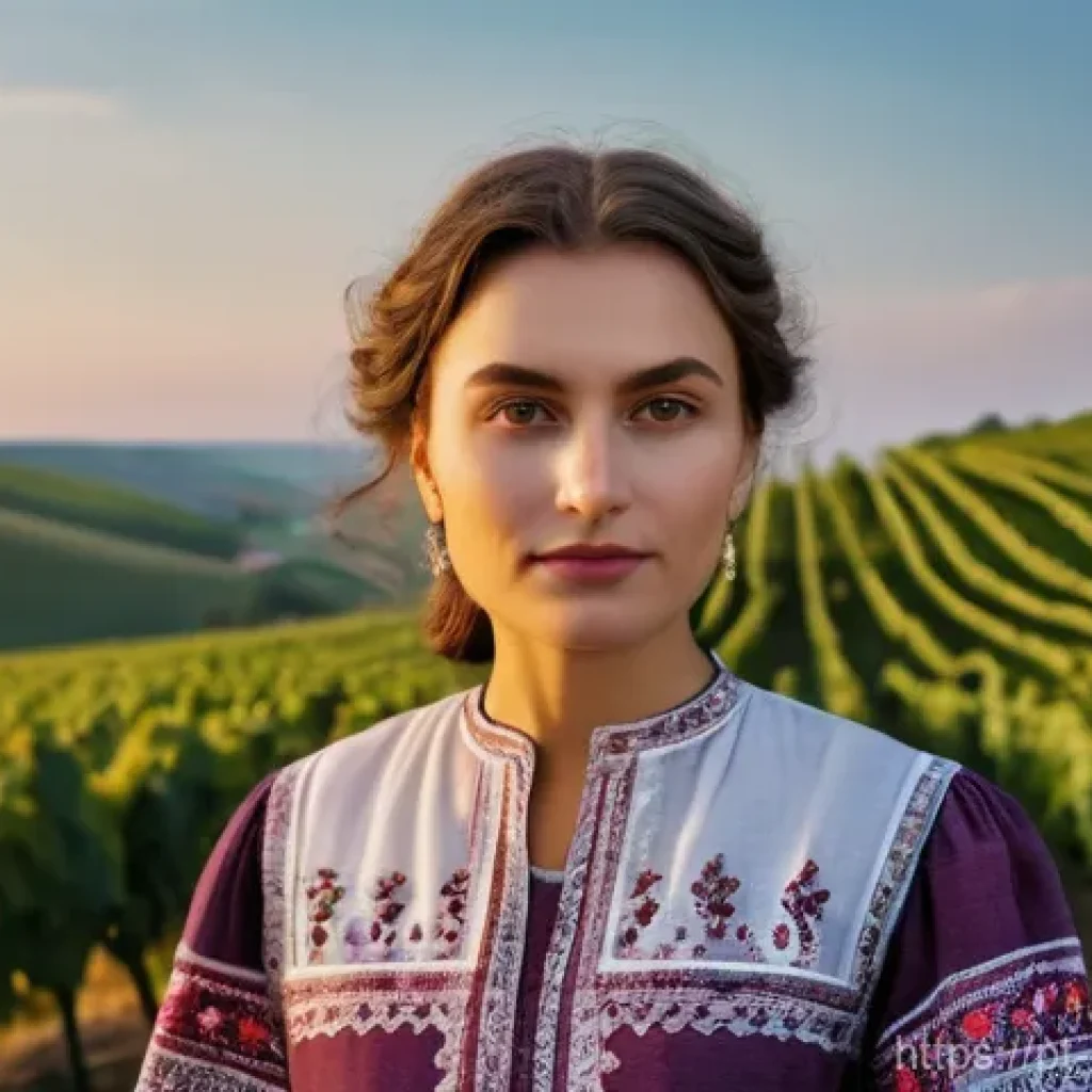 몰도바 정치 변천사 - **"A young Moldovan woman, mid-20s, with a warm, determined expression, standing proudly in a vibran...