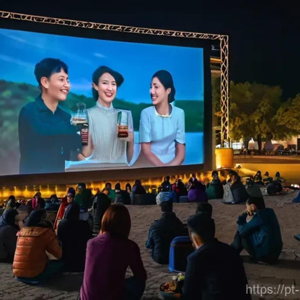 몰도바 한국 영화 상영 - **A Diverse Audience Embracing Korean Cinema in Moldova:**
A vibrant outdoor film festival scene...