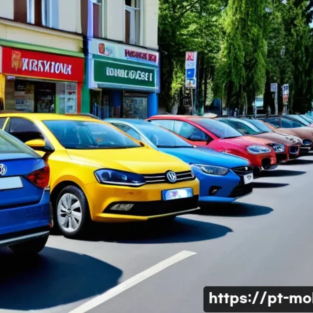 몰도바에서 자동차 구입하기 - A busy urban street scene in Chisinau, Moldova, showcasing a variety of compact cars popular in the ...