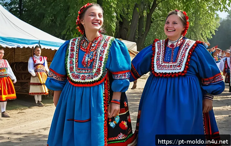 몰도바의 다문화 사회 - A vibrant traditional Gagauz festival scene in southern Moldova, featuring people dressed in colorfu...