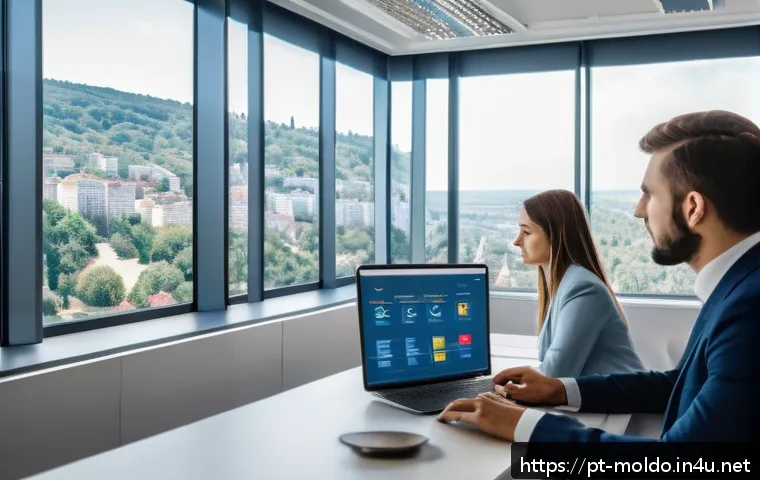 몰도바 세금 제도 - A modern office environment in Moldova featuring a diverse group of business professionals collabora...
