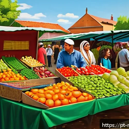 Home 30 몰도바 국제 관계 - A detailed and realistic illustration of a Moldovan agricultural market scene showcasing vibrant sta...