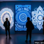 Home 23 몰도바 예술가 - A contemporary Moldovan art gallery interior showcasing immersive installations that blend tradition...